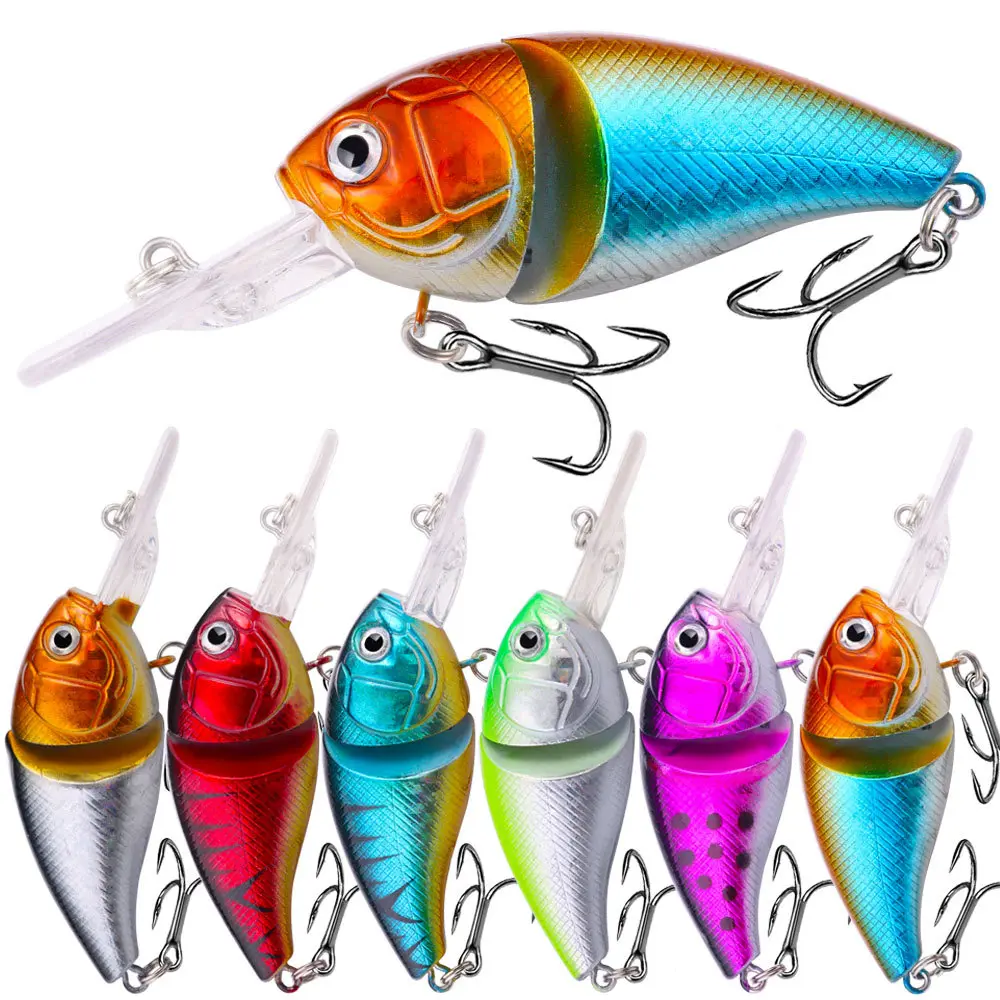 6 Pieces Crank Baits Floating Artficial Fishing Lures Set Multi Segments Jointed Hard Bait 3.35in/0.5oz,Bionic Hard Fishing Bait Suitable for Fresh Water and Saltwater,Double Hook Surface lures Lure for Bass Trout Bass Lures