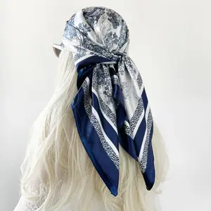 90cm scarves ladies scarves new satin printed scarves satin square wholesale Women Fashion