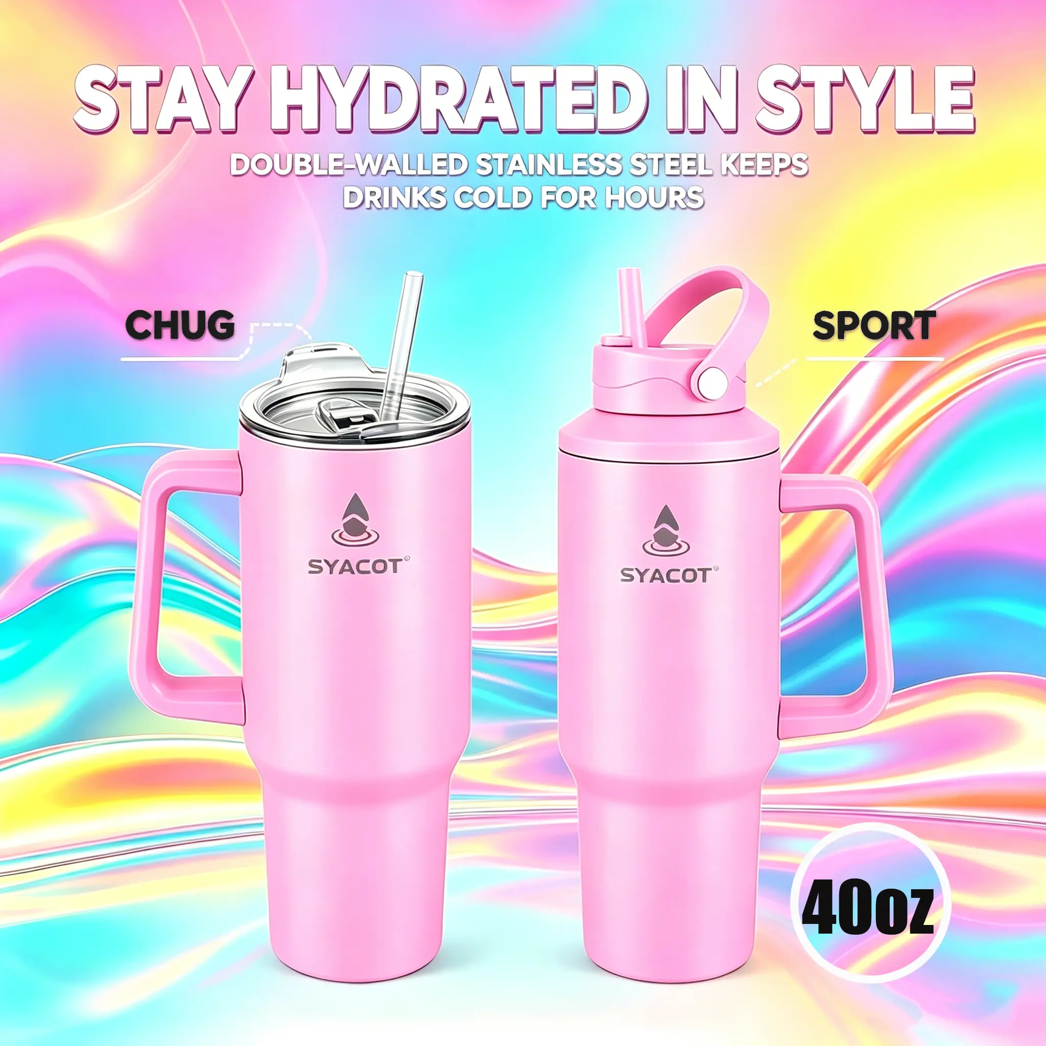 Double-Wall Tumblers - Unique 40oz Insulated Cup,Kitchenware Drinkware Stylish Flask,Portable Vacuum Bottled Leakproof Coffee Mug for aniversary Travel Drinking Deals,Christmas Reusable Ideal Cute Gifts for Student,Wellness Lifestyle