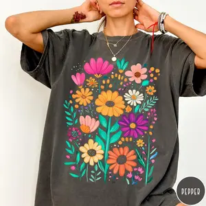Boho Summer Floral Comfort Colors Shirt, Retro Spring Flowers Tshirt, Summer Vibes Shirt, Wildflowers Graphic Tee, Summer Flowers Aesthetic