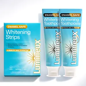 Lumineux Whitening Duo Set – Peroxide Free - Enamel Safe for Whiter Teeth – Includes 21 Whitening Treatments & 2 Pack Whitening Toothpaste, Fluoride Free & Dentist Formulated