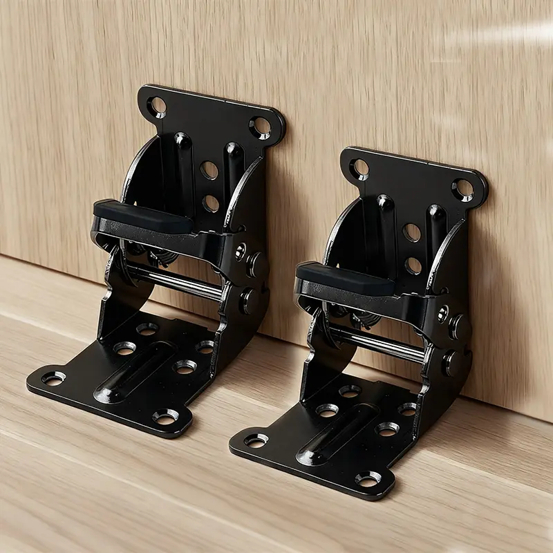 2/4-piece set of self-locking foldable hinges, table leg hinge brackets, Self Closing Door Hinges, including mounting screws, slotless embedded type, three support angles, 3 colors optional, for tables, chairs, beds, home decor