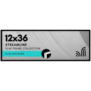 Americanflat 12x36 Picture Frame with Polished Plexiglass - Thin Border Picture Frame for Wall Display - Hanging Hardware Included - Black
