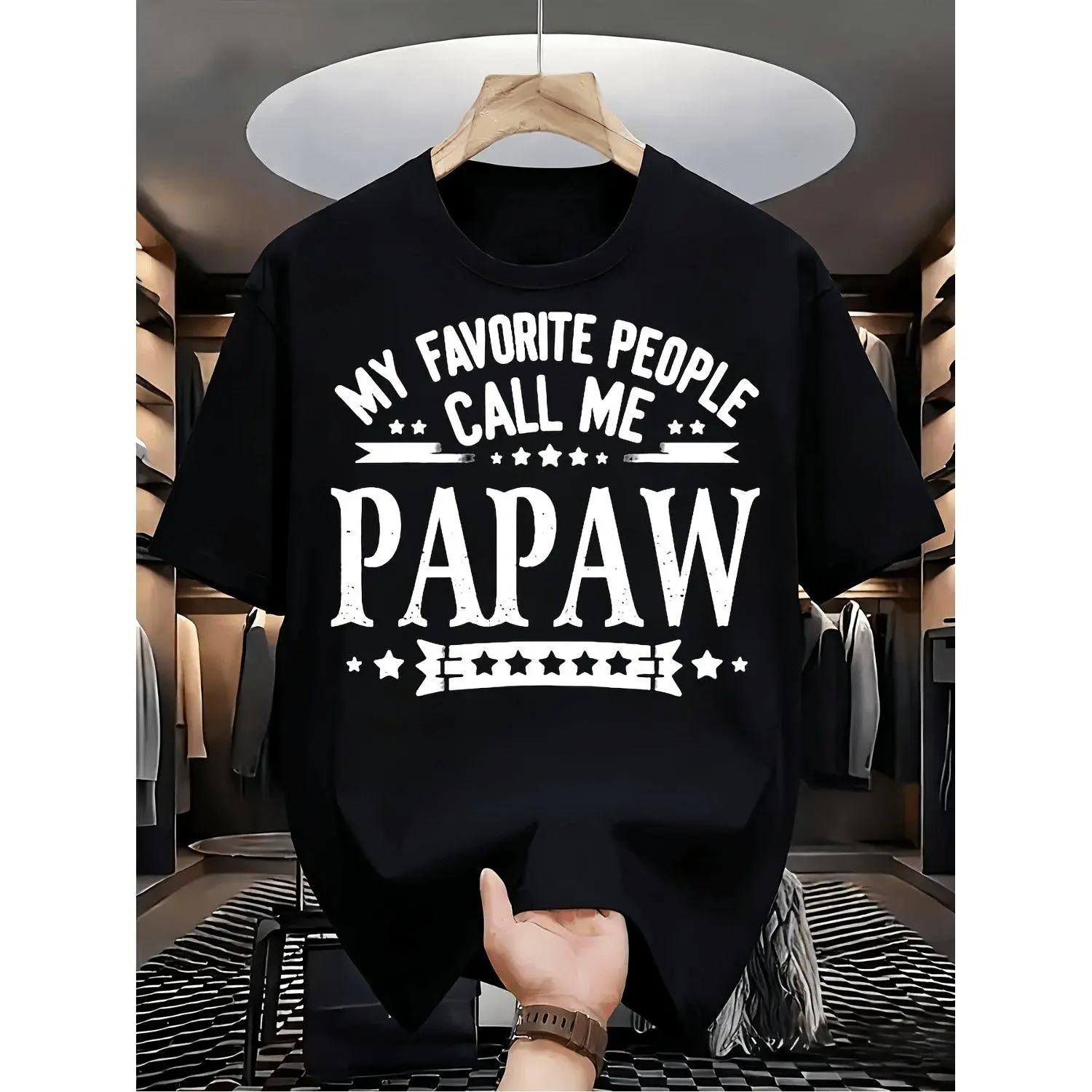 Funny "Call Me Papaw" Loose Fit Short Sleeve Round Neck T Shirt Suitable for Birthday Gifts Casual Attire Grandpa Apparel Comfortable Casual Gift Idea for Husband or Grandfather