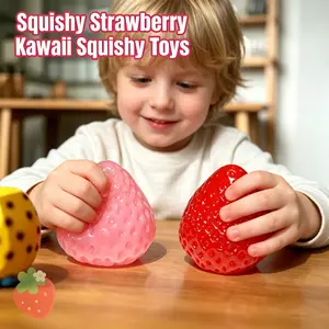 Giant Strawberry Squishy Toy Super Soft Stress Relief Fidget in Vibrant Red & Pink Colors for Fun Sensory Play Ideal for All Ages Comfortable Grip Portable Safe Material