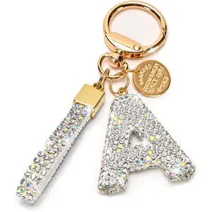 Initial Letter Keychain for Women Girls, Bling cute KeyChain for Car Key Accessories Lanyard and Backpack Bag,Perfect Gift