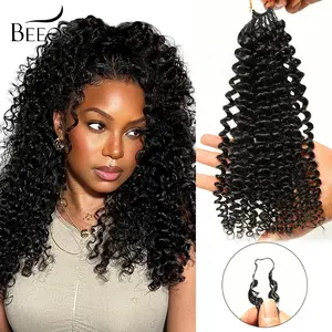 BEEOS Feather Crochet Hair for Miracle Knots Crochet Hair Extensions Feather Crocher Human Hair for Miracle Knots Natural Black 5 Packs 20 Inch Burmese Curly Deep Wave Kinky Curly Body Wave Crochet hair Braids Braiding for Woman SummerVibes
