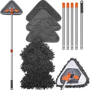 Long handled wall cleaner, adjustable length, 360 ° rotating mop, suitable for cleaning walls, ceiling fans, floors, baseboards, dust, etc., a universal cleaning tool for kitchens