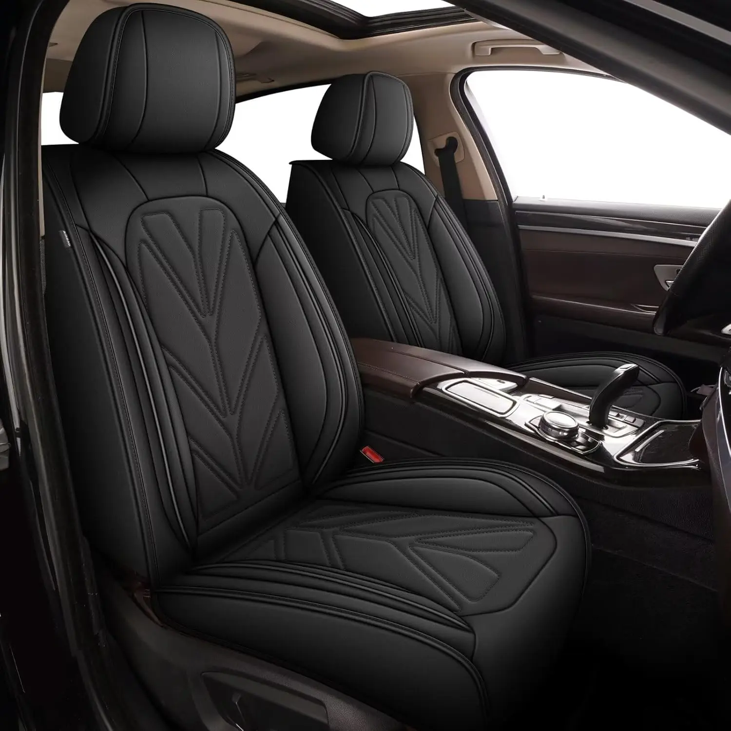 Imitation Leather Car Seat Covers Slip-On Set for Chevrolet Chevy Trax 2024-2026 & Chevy Models - Tool-Free Install, Ergonomic Fit, Foam Padding, Lumbar Support, Unique Patterns, Scratch-Guard Black Cushion Protectors