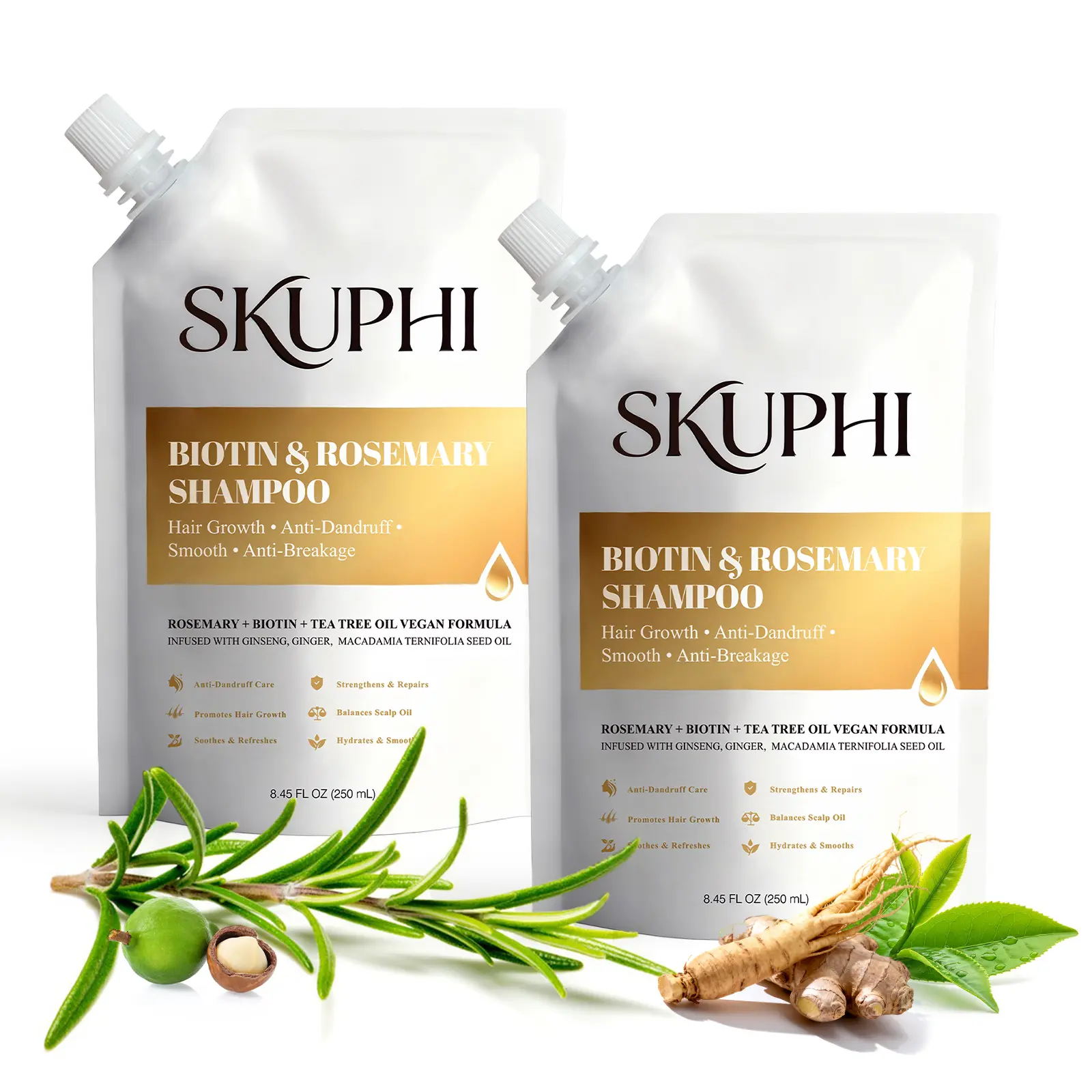 [Buy 1 Get 1 Free]SKUPHI Anti-Hair Fall Hair Loss Treatment Shampoo Oil Control Anti Dandruff Haircare Rosemary Biotin Help Hair Growth Amino Acid Hydrolyzed Protein Repair Reduce Hair Loss Scalp Cleanser Conditioner 250ML Gentle Smoother