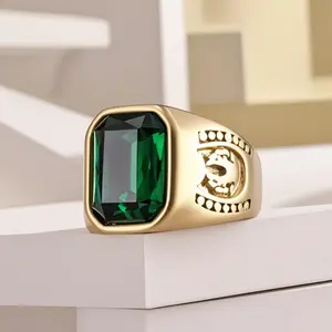 Stainless Steel Punk Ring for Men with Multi-Color Cubic Zirconia, Alternative Style Metal Jewelry for Party and Daily Wear, Male