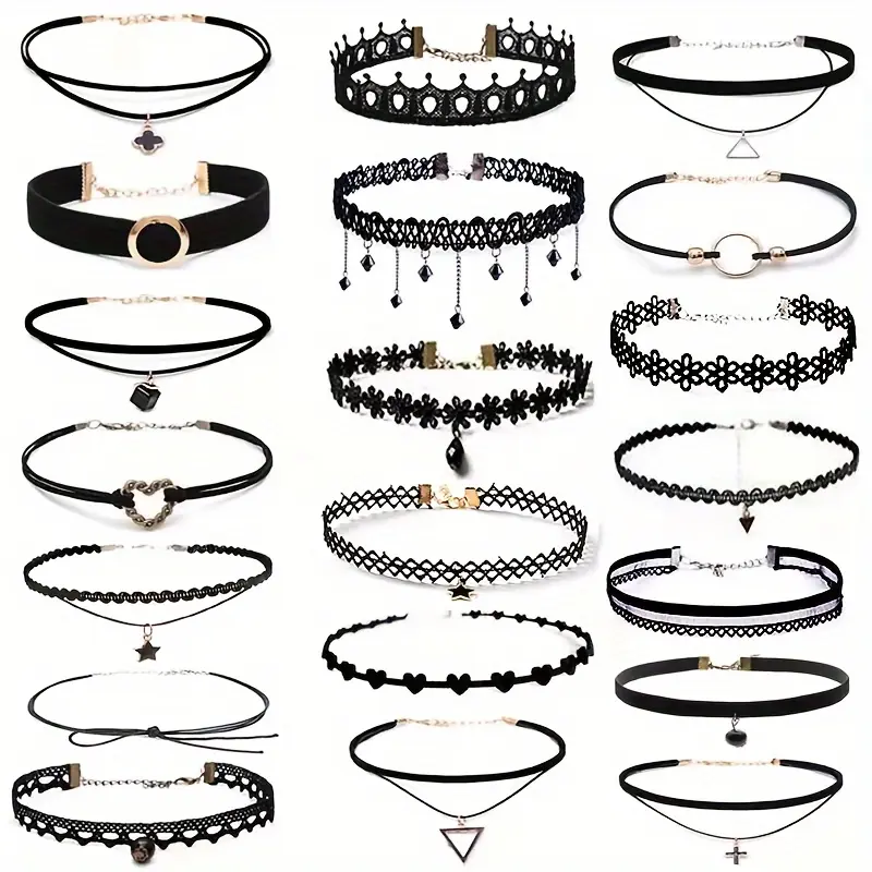 [20PCs Gothic choker set] 20PCs Gothic choker set-stretchable lace necklaces for women perfect for parties & holiday gifts random style