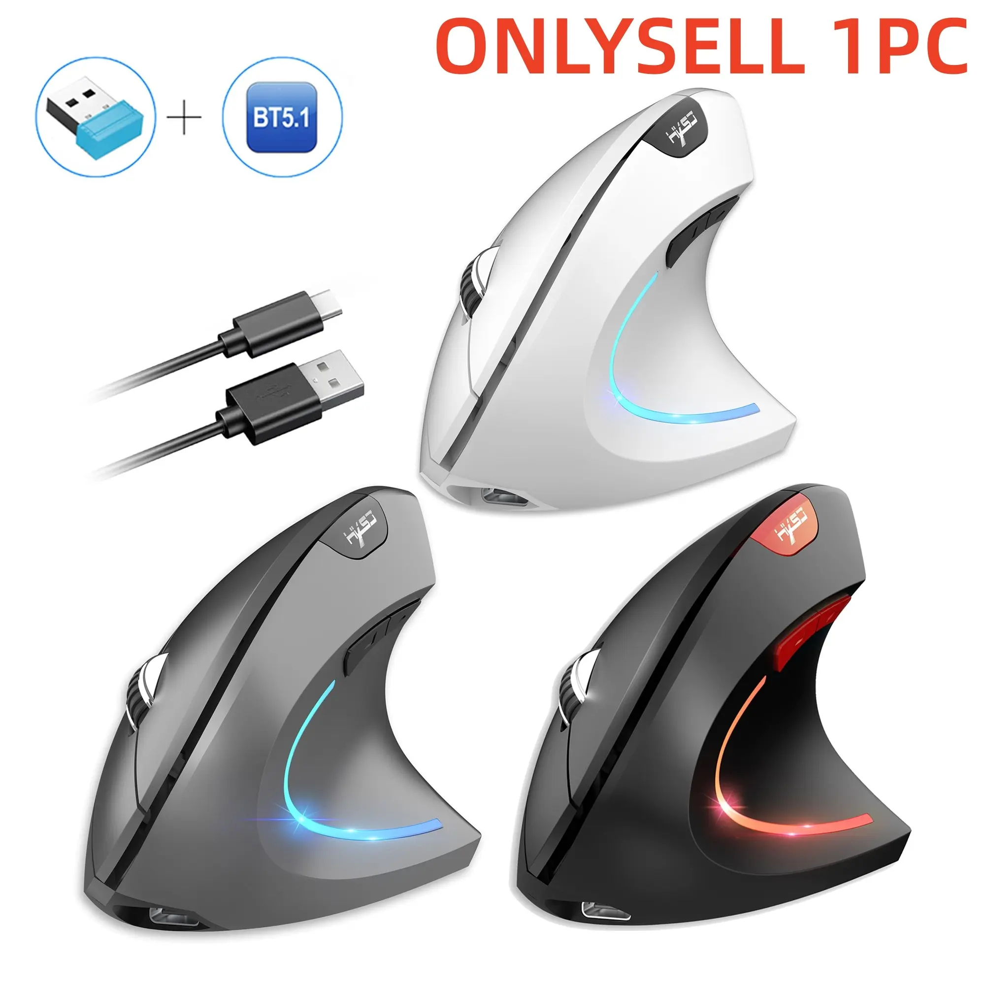 New Ergonomic Wireless Mouse Dual-Mode 2.4G Wireless Mouse Is Rechargeable, Features 6 Buttons, And Is an Ergonomic Vertical Optical Mouse Suitable for Office And Home Use Ergonomic Computer Mouse Cordless Mouse