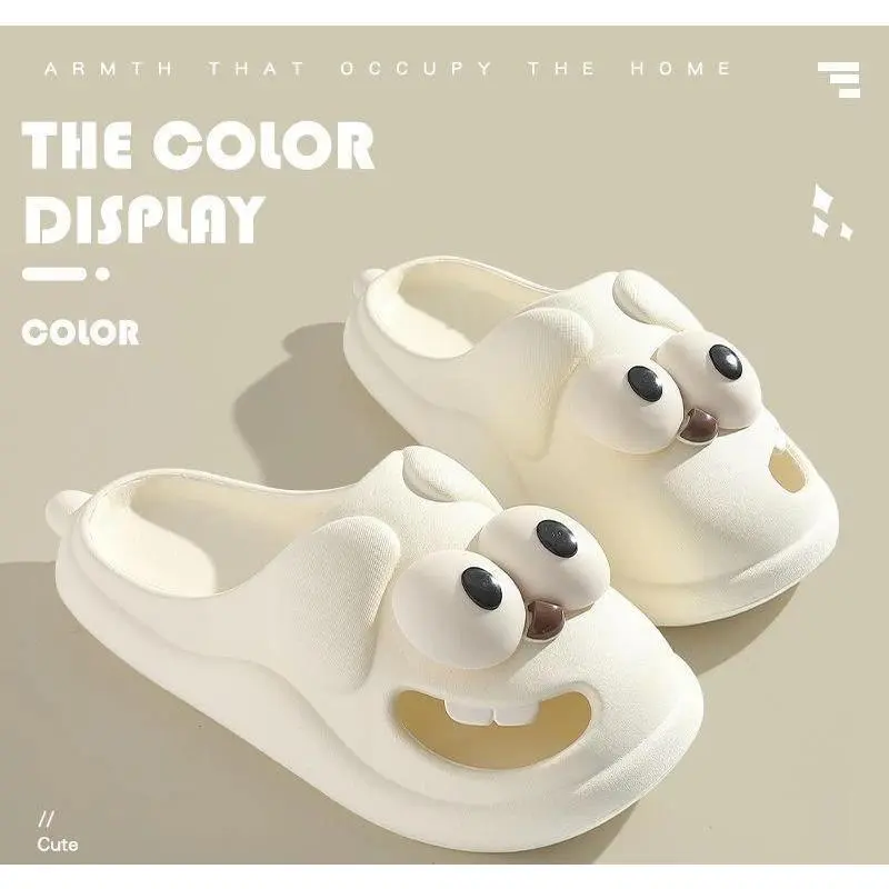 Tongue Kiss Slippers Big Eye Dog Slippers,Cute Funny Big Eye Dog Fun Cartoon Package Head Eva Slippers For Women