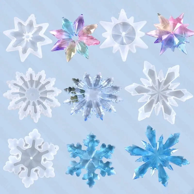 Set of 5 Snowflake Ornament Silicone Resin Molds