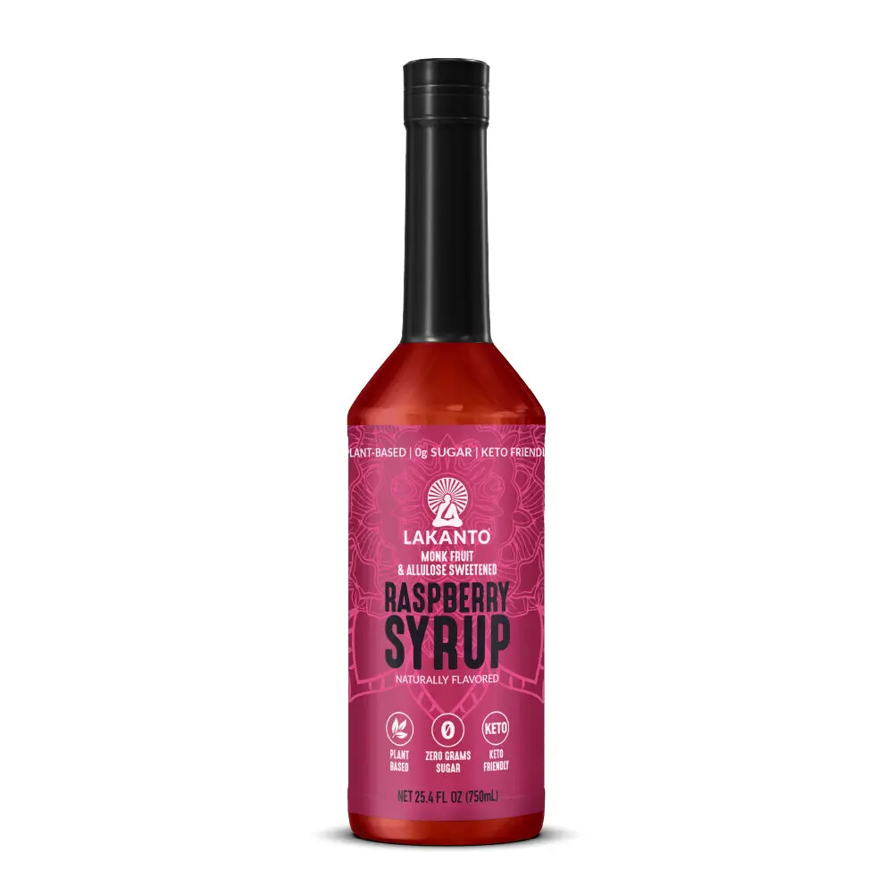 Lakanto Simple Flavoring Syrup - Monk Fruit Sweetener with Allulose, Perfect for Coffee, Tea, Cocktails, Snow Cones, Sodas, Other Healthy Drinks, Keto, Vegan (Raspberry - 25.4 fl oz)