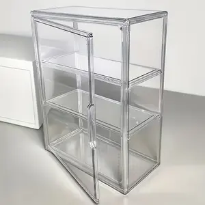 3-tier transparent display cabinet with magnetic doors - Heavy-duty acrylic structure, no assembly required - Modern design transparent display cabinet suitable for shops, home offices, and collectibles - Space-saving organizer, Valentine's Day, gift