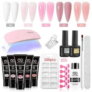 Poly Gel Nail Art Kit, 1 Set Long-lasting Semi-permanent Uv Gel, High-quality Nail Enhancer, Easy To Use & Odor-free Diy Manicure Kit, Nail Extension Set, Nail Care, Fake Nails Kit, Polygel Nail Kit, Poly Gel Nail Kit Complete