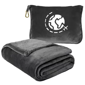 Travel Blanket and Pillow Compact, Premium Soft 2 in 1 Airplane Blanket, Soft Bag Pillowcase, Hand Luggage Sleeve, Backpack Clip, Travel Accessories