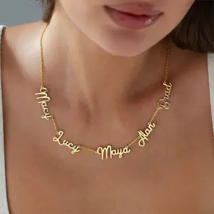FF0014 New Store Opening | | Mom Jewelry with Kids Names Multiple Names Custom Cut Necklace Personalized Gift Stainless Steel Letter Necklace For Mother's Day Anniversary Valentine's Day | Custom pendant