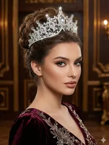 Luxurious Rhinestone Crown Headpiece, Simple Wedding Bridal Hair Accessory, Princess Birthday Party Decoration, Stage Beauty Contest Jewelry