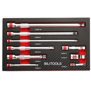 Wobble Extension Set, 9 PCS, 1/4", 3/8", 1/2" Drive, Flexible Ratchet Extensions, Cr-V Steel