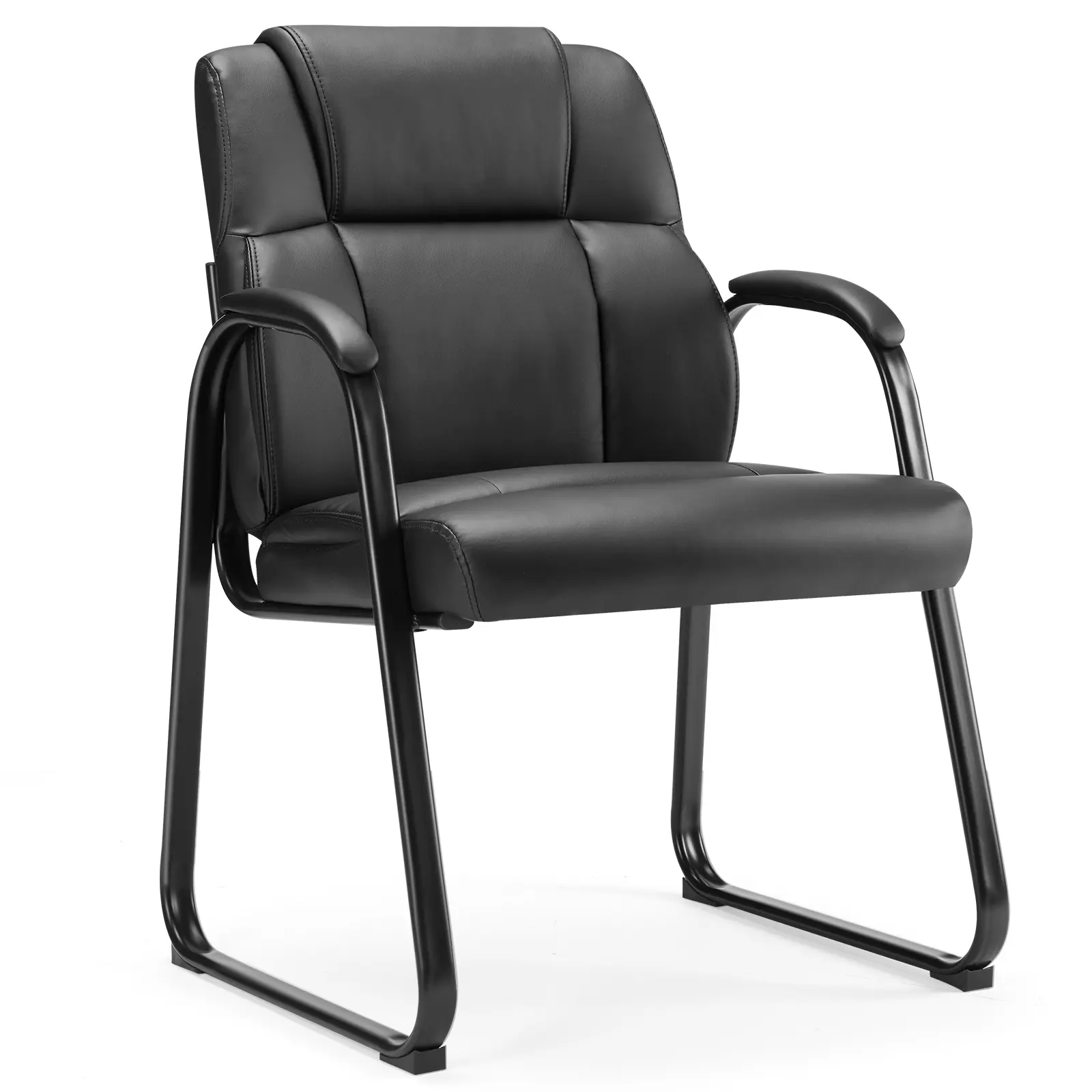Reception Area Chairs: Office Desk Guest Chairs with Padded Arms for Waiting Room, Lobby & Conference Room - Big & Tall PU Leather Seating