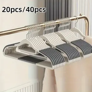 20/40Pack Heavy Duty Non-Slip Clothes Hangers - Traceless, Sturdy ABS Plastic Coat Racks for Efficient Drying & Storage in Bedroom, Bathroom & Home, Closet Organization, Sleek Hanger Design, Nonslip Design