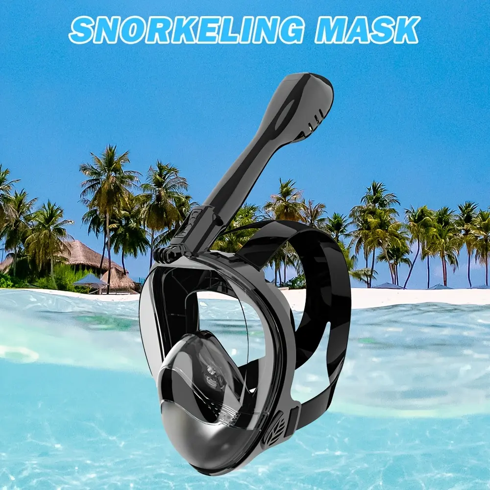 Full-Face Snorkeling Diving Mask for Adults, 180° Panoramic Anti-Fog Lens, Leakproof Dry Top Design with Adjustable Ergonomic Frame and Camera Mount, Leakproof Seal, 180° Panoramic Lens, Snorkeling Diving Masks, Underwater, Adjustable Strap, New Vent Hole