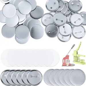 150 58mm/2.28inch Blank Button Making Supplies Badge Parts, Round Button Pin Badge Blanks Set for Button Maker Machine, Includes Metal Button Pin Back Cover, Metal Cover & Clear Film