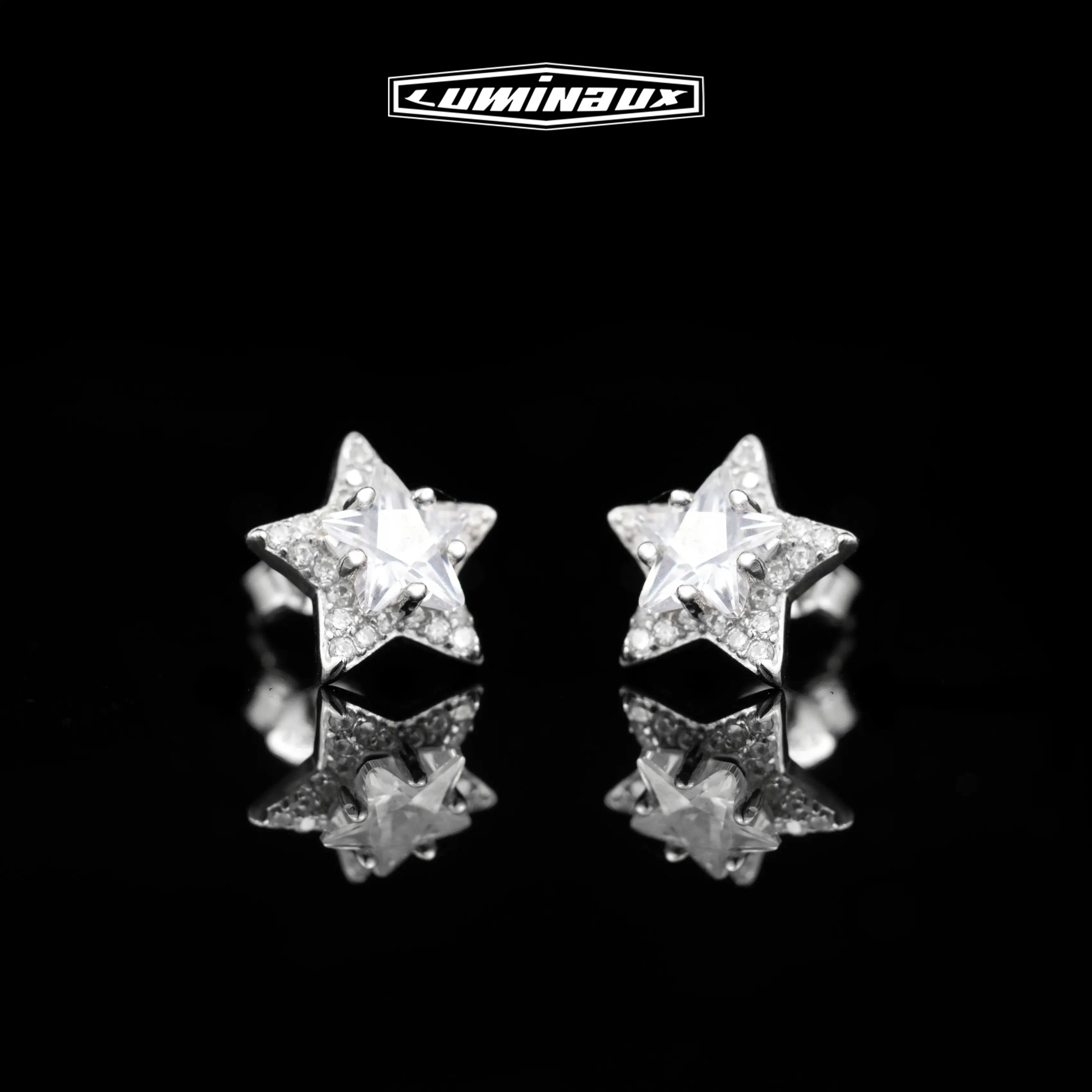 High Quality Elegant Sterling Silver Star-Shaped Stud Earrings - Men's Unisex Adult Jewelry, VVS1 Clarity, D Color, Good Cut, Jewelry Box Packed, Ideal Birthday Gift, High Quality Earrings, Men's Earrings