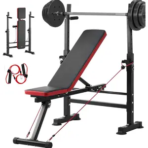 Spring new arrivals 6-in-1 Weight Bench Set, 600lbs Adjustable Workout Bench Press, Exercise Sit up Bench for Home Gym Strength Training, Quick Folding Incline Decline Flat Bench