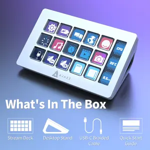 AJAZZAKP153 Studio Deck, Stream Controller, 15 Macro Keys Hotkey Operation, Trigger Actions in Apps and Software Like OBS, Twitch, YouTube, Custom Console for Live Streaming, Photo and Video Editing, PC/Mac