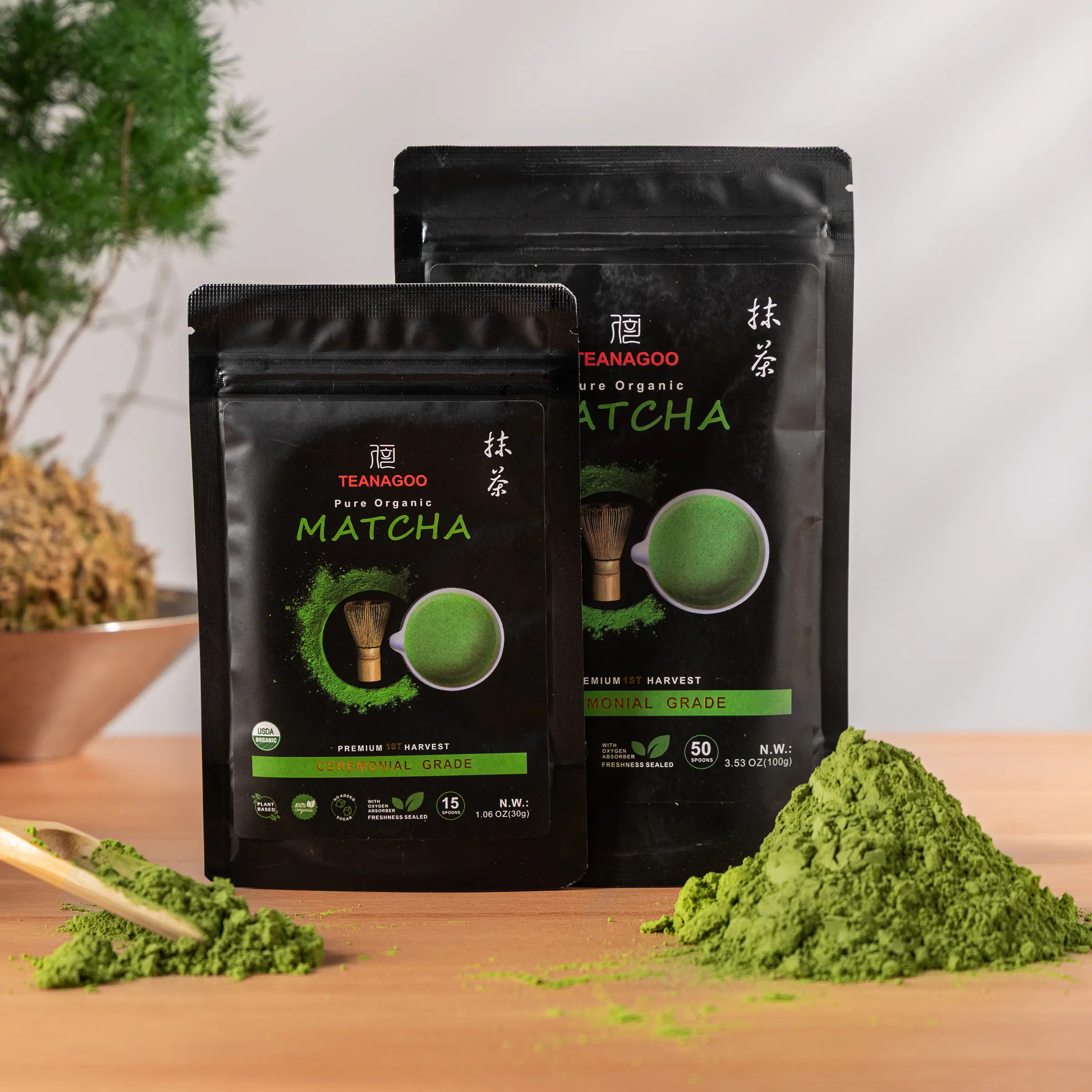 TEANAGOO Ceremonial Grade Matcha Powder Premium First-Harvest USDA Organic Unsweetened No Additives for Latte Daily Beverage or Traditional Tea Ceremony Multiple  Healthy Lung Cleansing Tea