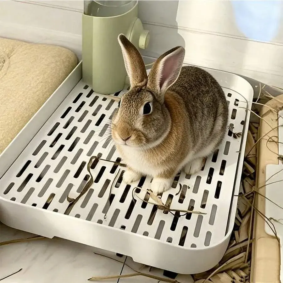 Grid Design Guinea Pig Litter Box, Rabbit Training Cage Toilet with Removable Tray, Hygienic Potty for Hamsters, Ferrets & Bunnies, Cleaning, Easy to Clean