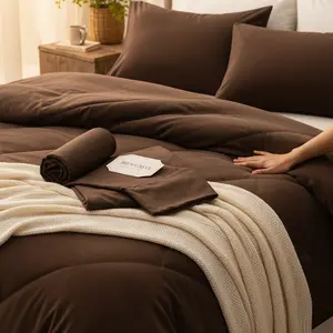HEVUMYI 7 Pieces Queen Comforter Set, All Season Reversible Bed in a Bag, Ultra Soft Queen Bedding Set with Grey Comforter, Flat Sheet, Fitted Sheet, Pillowcases, Pillow Shams, Dark Grey
