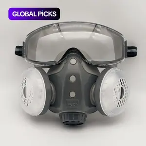 Dust-proof Integrated Respirator Mask, Reusable Half Mask with Goggles, Anti-dust Mask for Spray Painting & Woodworking Projects