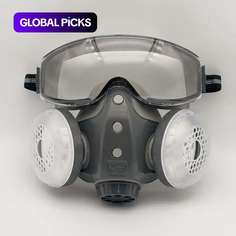 Dust-Proof Integrated Respirator Mask with Goggles, Reusable Half-Face Protective Mask, Safety Gear for Spray Painting and Woodworking, Dustproof Safety Mask #GLOBAL PICKS