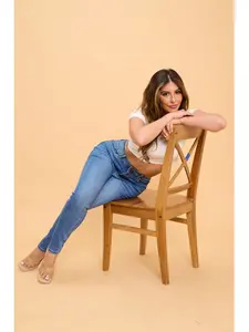 Cathy Dark Stretch & Blue High Waisted Super Stretchy Skinny Cotton Base Jeans - Stretchy Comfortable Fit Soft Bottom Style Spandex Fabric Belt Basic