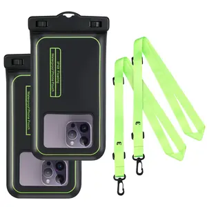MYBAT PRO IPX8 Waterproof Transparent Protective Cellphone Pouch (Regular Size), Durable Smartphone Dry Bag with Detachable Lanyard, Universal Floating Waterproof Phone Case for Universal Phones - Black/Green