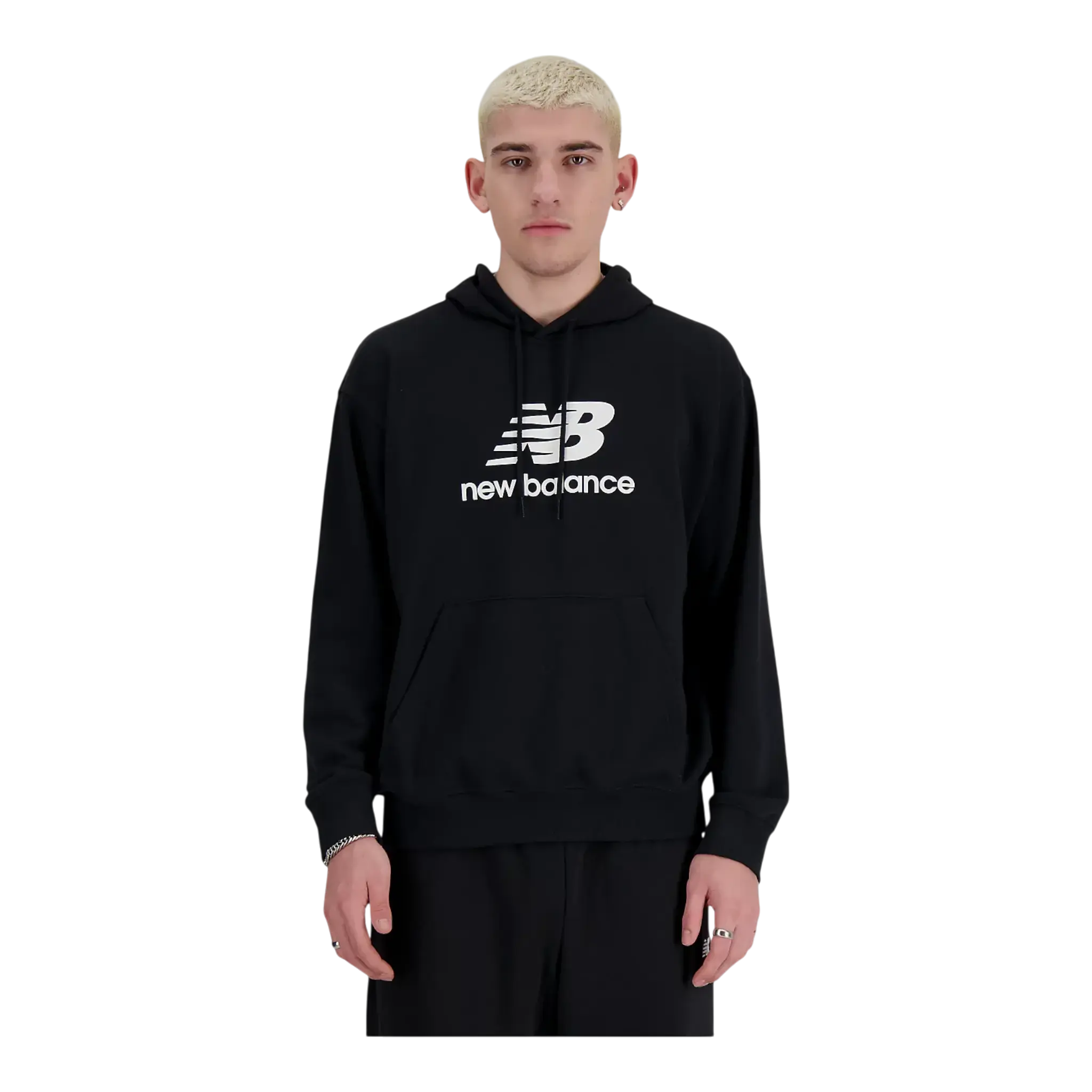New Balance Sport Essentials Fleece Logo Hoodie in Black | Men's