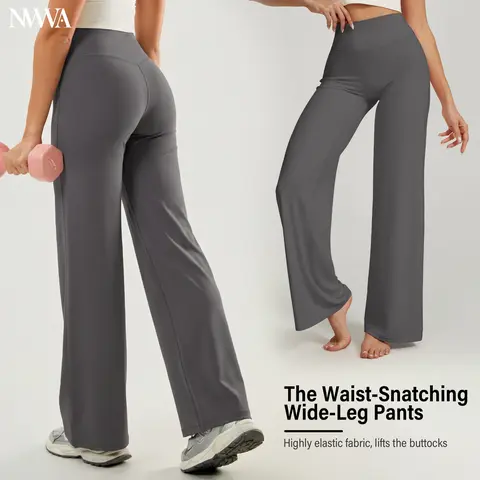 Women's High-Waist Straight Leg Athleisure Pants - V-Back Seam, Bare-Feel Soft Stretch Female Bottoms, Lightweight Airy Relaxed Fabric, Gym & Outdoor Workout Leggings