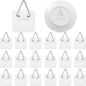 40 Pcs 1.25 Inch Invisible Adhesive Plate Hanger Vertical Wall Display Holder, Picture Hanging Hooks for Wall Art Decor Supplies