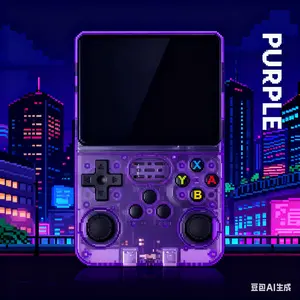 pocket portable Retro Video Handheld gaming Linux Gaming Console Arcade game console with Built-in r36s Game Console 3.5 in IPS hd color Screen 3500mAh tf card Battery Preloaded Games Purple Edition Ideal for Christmas & Holiday Gifts GiftedInLove