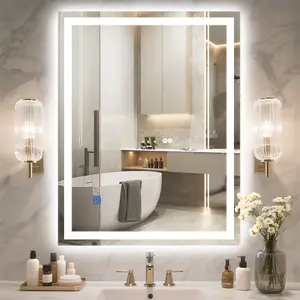 GLITGATE 36"x28" LED Bathroom Vanity Mirror Anti-Fog Dimmable with Touch Control 3-Color Options Wall Mounted Defogging Memory Timing Tempered Glass for Bedrooms Closets Hallways - Installation