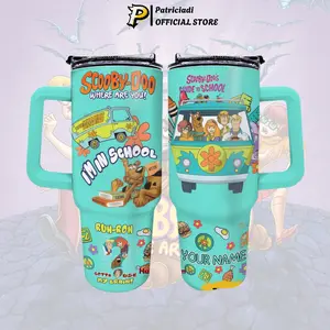 Personalized Custom Name Scooby Doo "Where Are You" Back to School Tumbler 20oz-40oz Stainless Steel, Double Wall Insulated, With Handle & Straw – Funny Gift for Scooby Doo Lovers & Fans