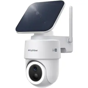 LaView 2K 3MP Solar Security Cameras Wireless Outdoor, Cameras for Home Security, 360° Pan & Tilt Home Security Cameras, IP65 Outdoor Camera, Color Night Vision, Two-Way Audio, Compatible with Alexa