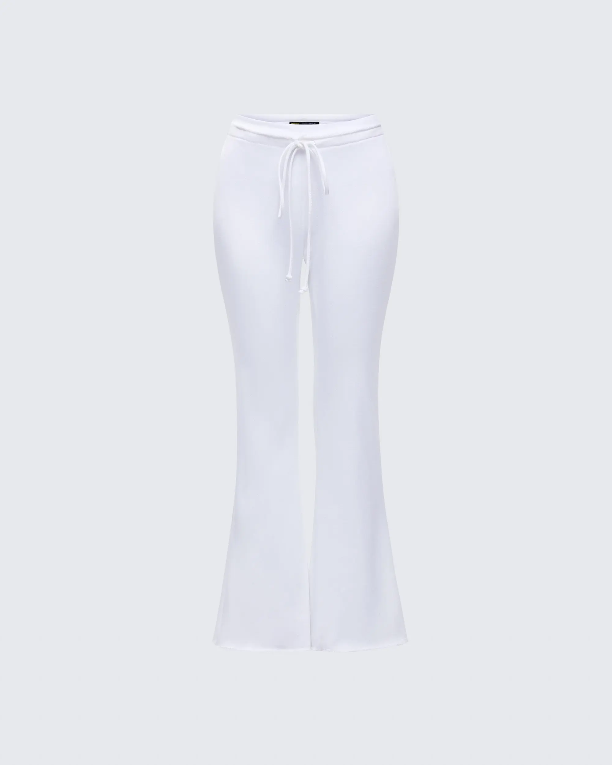Women's Cute White Flared Sweatpants - Low-Rise Fitted Spandex Lounge Bottoms with a Casual Drawstring Waist, Coffee Runs, Xs, Drawstring Tie