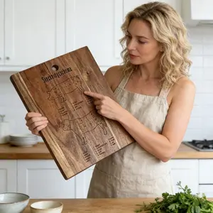 Large Teak Cutting Board, Personalized Pattern, Durable Kitchen Tool, Odorless, Suitable for Kitchen Outdoor Party, 12.6x9.84x0.71 Inches, Wooden Chopping Board