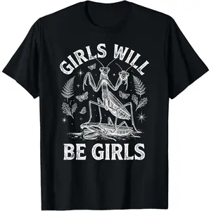 Women's 100% Cotton Short-Sleeve Entomology T-Shirt - Soft, Fit Casual Top with Praying Mantis Design for Beach, Outdoor Wear